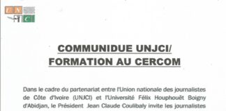 COMMUNIQUE DE L’UNJCI / FORMATION DES JOURNALISTES AU CERCOM