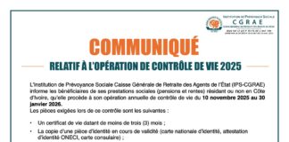 OPERATION DE CONTRÔLE DE VIE 2025/ LA CGRAE COMMUNIQUE